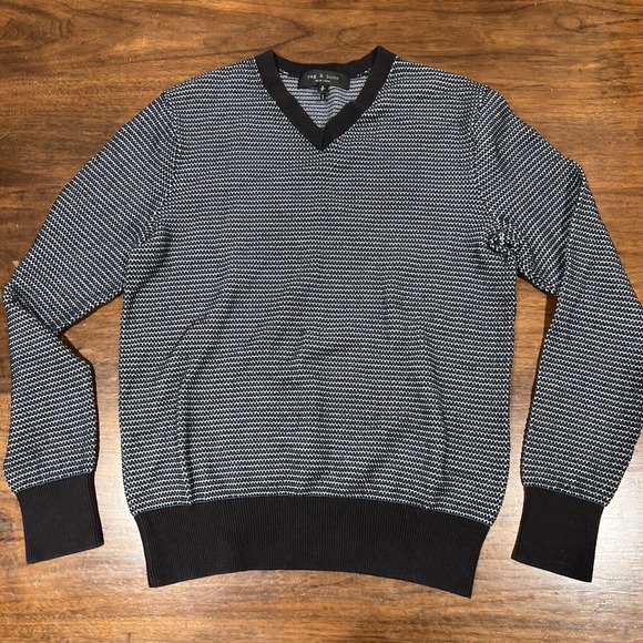 Rag And Bone Sweater Men’s Small V-Neck Blue - Picture 1 of 13